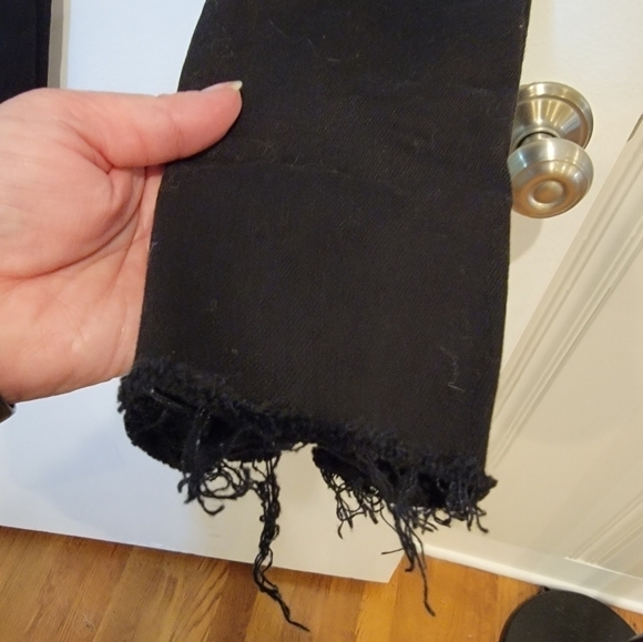 Hudson Holly High Rise Black Skinny Ankle Jeans Raw Hem Tuxedo Stripe Size 25 - Picture 7 of 17